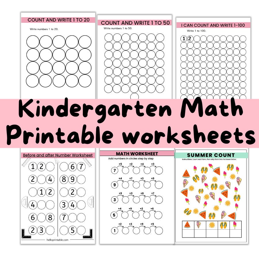 Kindergarten Math Printable Worksheets Summer Practice Worksheet for