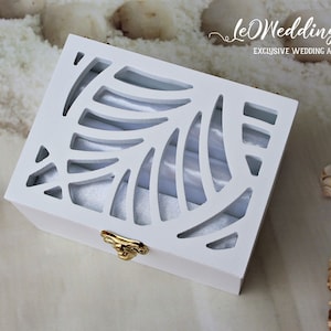 Palm leaves Wedding Ring Bearer Box-Palm fronds Ring Keepsake Box-Tropical Beach Sea Ring Holder-Hawaii Engagement ring box-Proposal box