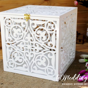 Abschließbare Hochzeitskartenbox-Hochzeitsgeschenk-Keepsake Box mit Goldschloss-Hochzeits-Spardose-Hochzeitskarte Geldhalter-Any Color Box-Monogrammbox