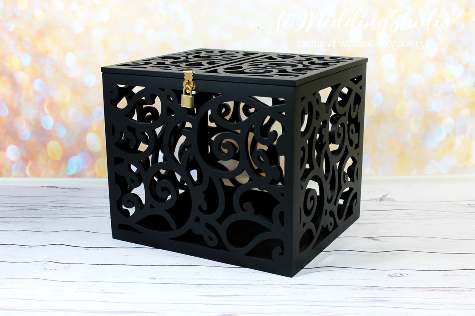 Lockable Wedding Card Box BIG Sizeblack Keepsake Box With Etsy