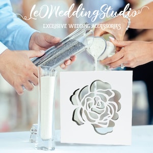 Wedding Sand Ceremony Rose Frame-White Unity shadow sand ceremony box-Sand Shadow Box Frame-Rustic Plywood Frame-Enchanted Rose-Wedding gift