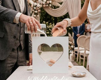 Heart Sand Ceremony Frame, Unity Sand Shadow Box, Personalized Wedding Keepsake, Beach Wedding Unity Set, Rustic Wedding Gift for Couple