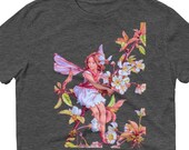 1900 39 s Vintage Flower Fairy Art Cherry Blossom Fairy Lightweight Unisex Anvil T-Shirt, Fairy Lover Gift, Flower Fairy T-Shirt, Fairy T-Shirt