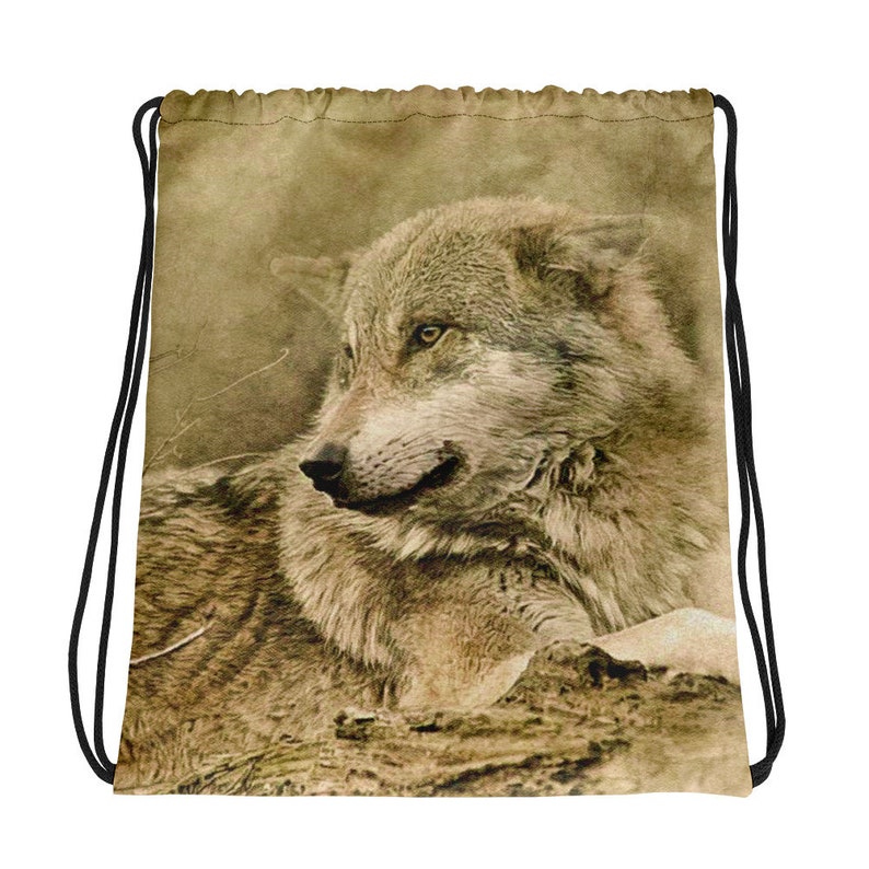 Wolf Sketch Drawstring bag Cool Wolf Bag Classy Wolf Art Drawstring Tote Wolf lover Gift Wolf Art Bag