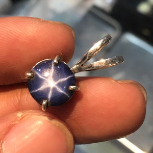 Gorgeous Royal Blue 6 Ray Star Blue Sapphire Gemstone Pendant 925 Solid Sterling Silver Pendant Sapphire Stone Size 9x9 mm Gift Mother day