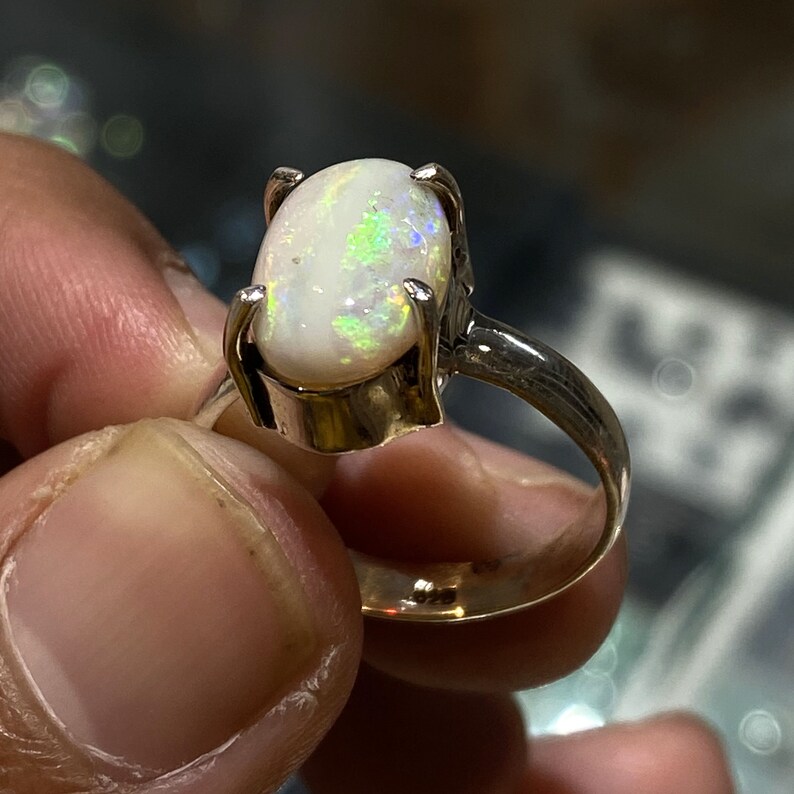 Amazing Natural Australian Opal Ring Multi Fire Stone 925 Solid Sterling Silver Ring Jewelry Handmade Opal Stone Size 13x9 mm Gift for Rings