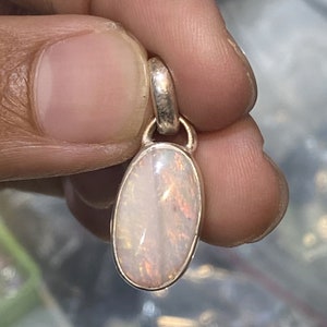 Natural Australian Opal Red Fire Gemstone Pendant 925 Solid Sterling Silver Pendant Opal Stone Size 17x10mm Gift Christmas day Sale Pendant