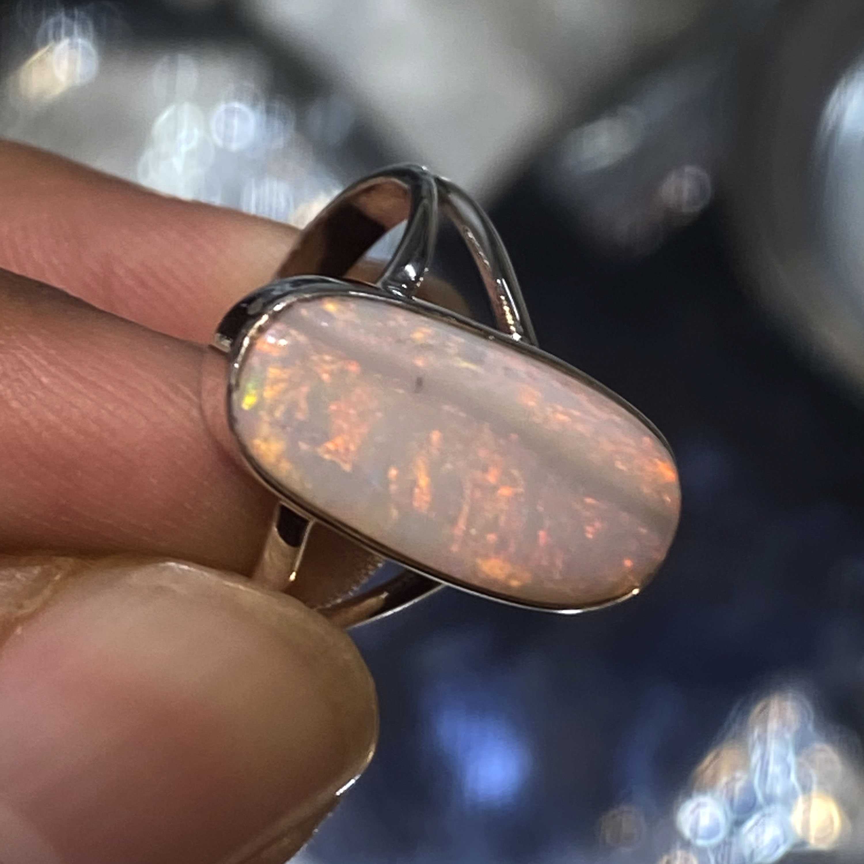 Natural Australian Opal Red Fire Ring Stone 925 Solid Sterling Etsy
