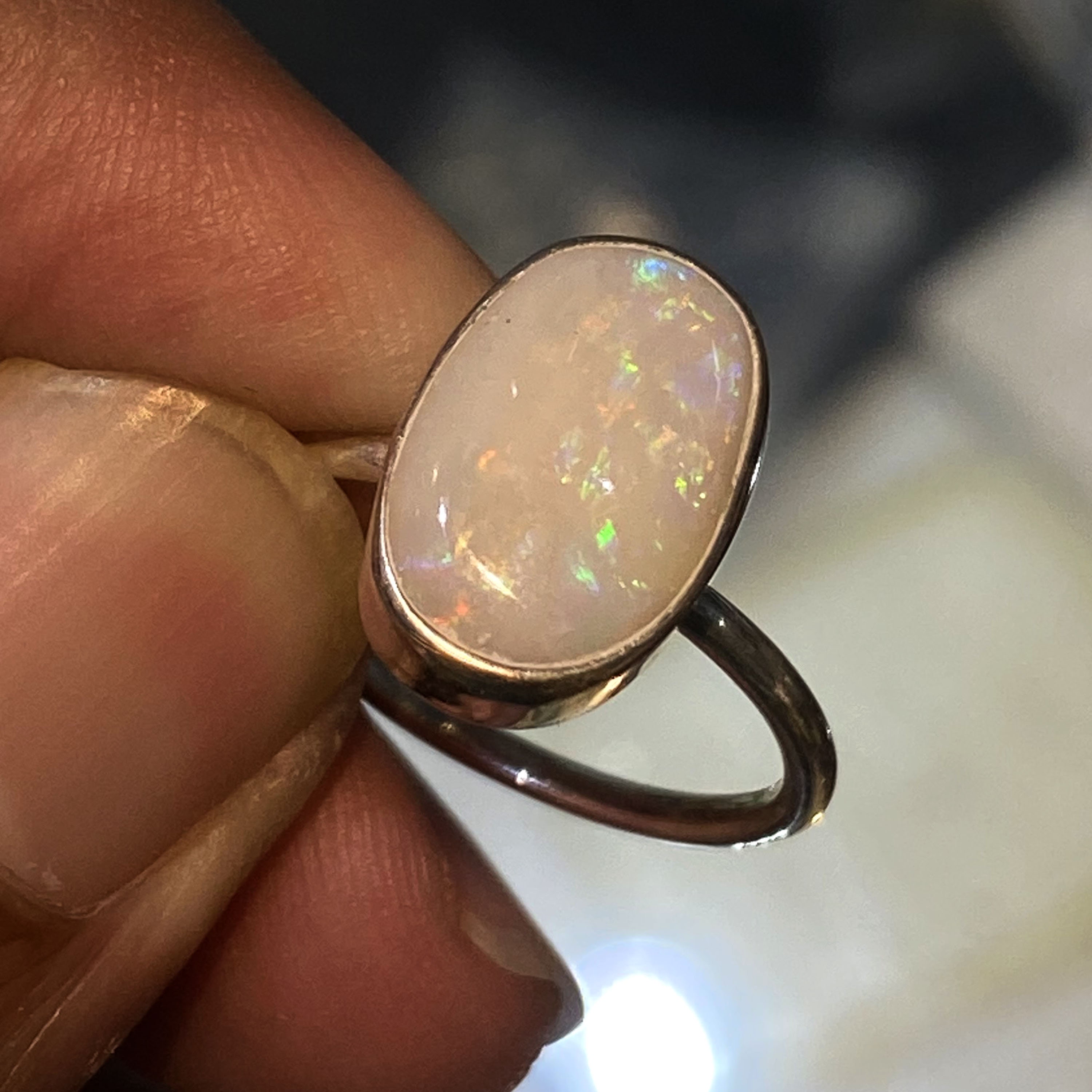 Natural Australian Opal Multi Fire Stone Ring 925 Solid Etsy UK