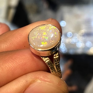 Natural Australian Opal Green Fire Stone Ring 25 Solid Sterling Silver Ring Handmade Opal Stone Size 10x8 mm Gift Easter Sale Rings