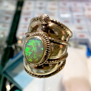 Amazing Natural AAA+++ Grade Australian Opal 925 Solid Sterling Silver Ring Handmade Opal Size 12x9 mm Christmas New Year Gift Sale Ring