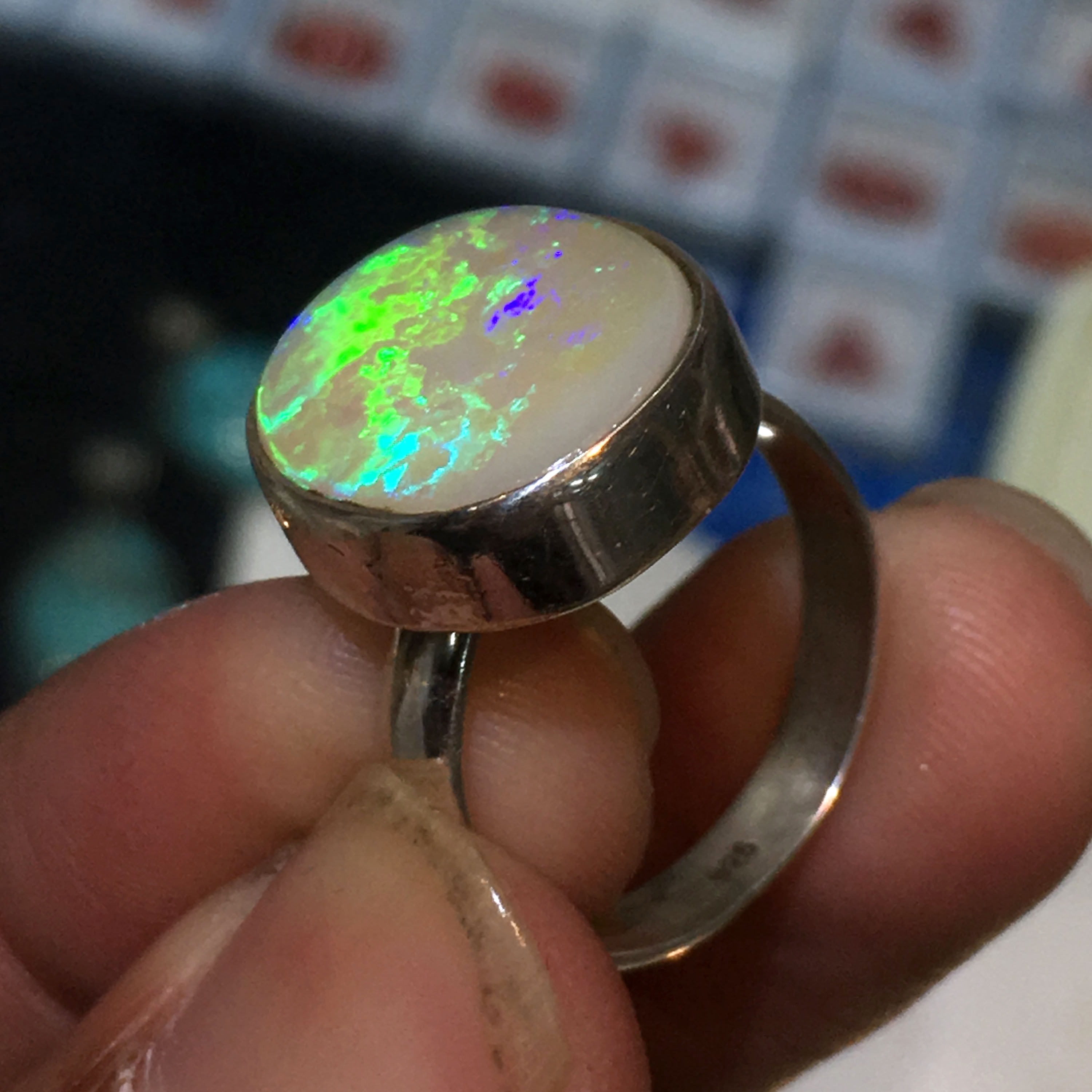 Natural Australian Opal Green Fire Stone Ring 925 Solid Etsy