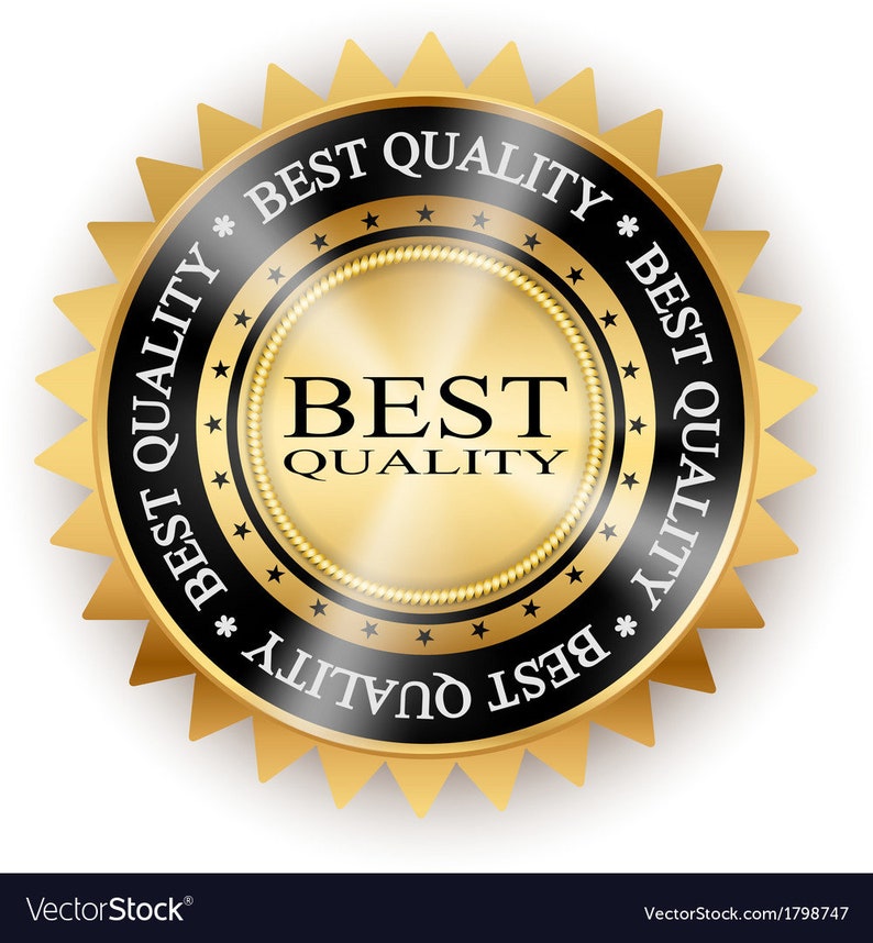 May include: A gold-colored seal with the words "BEST QUALITY" in a black band. The seal has a starburst design around the edge and a gold center with the same text. The image is on a white background.