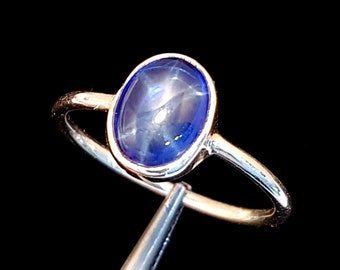 Blauer Stern Saphir Cabochon Edelstein Ring 925 Massiv Sterling Silber Ring Hand Made Stern Saphir Stein Größe 9x7 mm Geschenk Mutter Tag Verkauf Ring