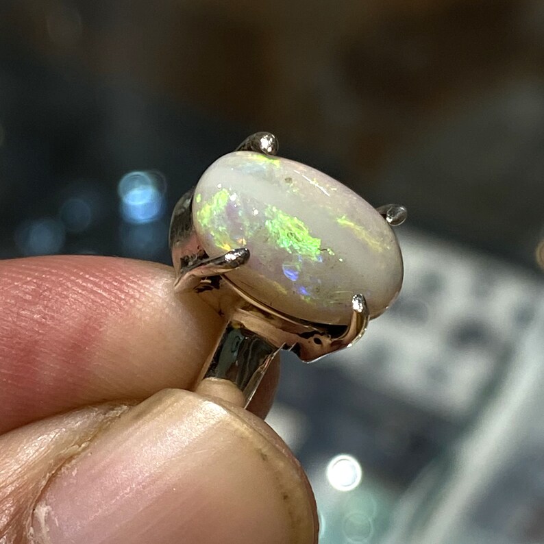 Amazing Natural Australian Opal Ring Multi Fire Stone 925 Solid Sterling Silver Ring Jewelry Handmade Opal Stone Size 13x9 mm Gift for Rings