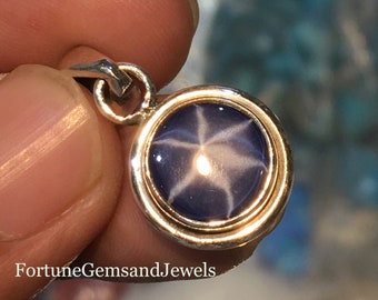 Gorgeous Royal Blue 6 Ray Star Blue Sapphire Gemstone Pendant 925 Solid Sterling Silver Pendant Sapphire Stone Size 11x11 mm St Patrick day
