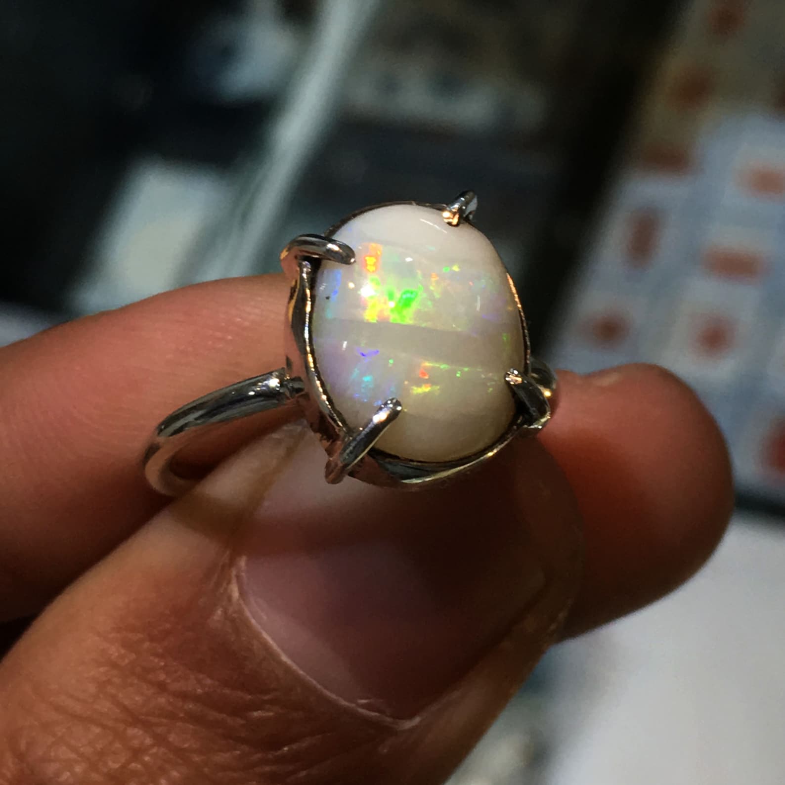 Beautiful Natural Australian Multi Fire Opal Stone Ring 925 Etsy
