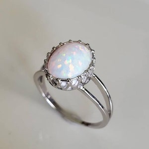 White Fire Opal Gemstone Ring 925 Solid Sterling Silver Ring Hand Made Wonderful Fire Opal Stone Size 8x6 mm Gift Halloween Sale Rings
