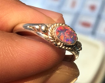 100% Natural Australian Opal Doublet Gemstone Ring 925 Solid Sterling Silver Ring Hand Made Stone Size 6x4 mm Gift St Patrick day Sale Ring