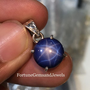 Gorgeous Royal Blue 6 Ray Star Blue Sapphire Gemstone Pendant 925 Solid Sterling Silver Pendant Sapphire Stone Size 11x11mm Gift Mother day