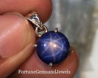 Gorgeous Royal Blue 6 Ray Star Blue Sapphire Gemstone Pendant 925 Solid Sterling Silver Pendant Sapphire Stone Size 11x11mm Gift Mother day