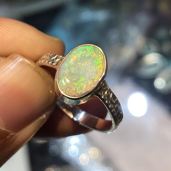 Handmade Persian Ring with Natural Opal Stone | Sterling Silver – AlAliGems