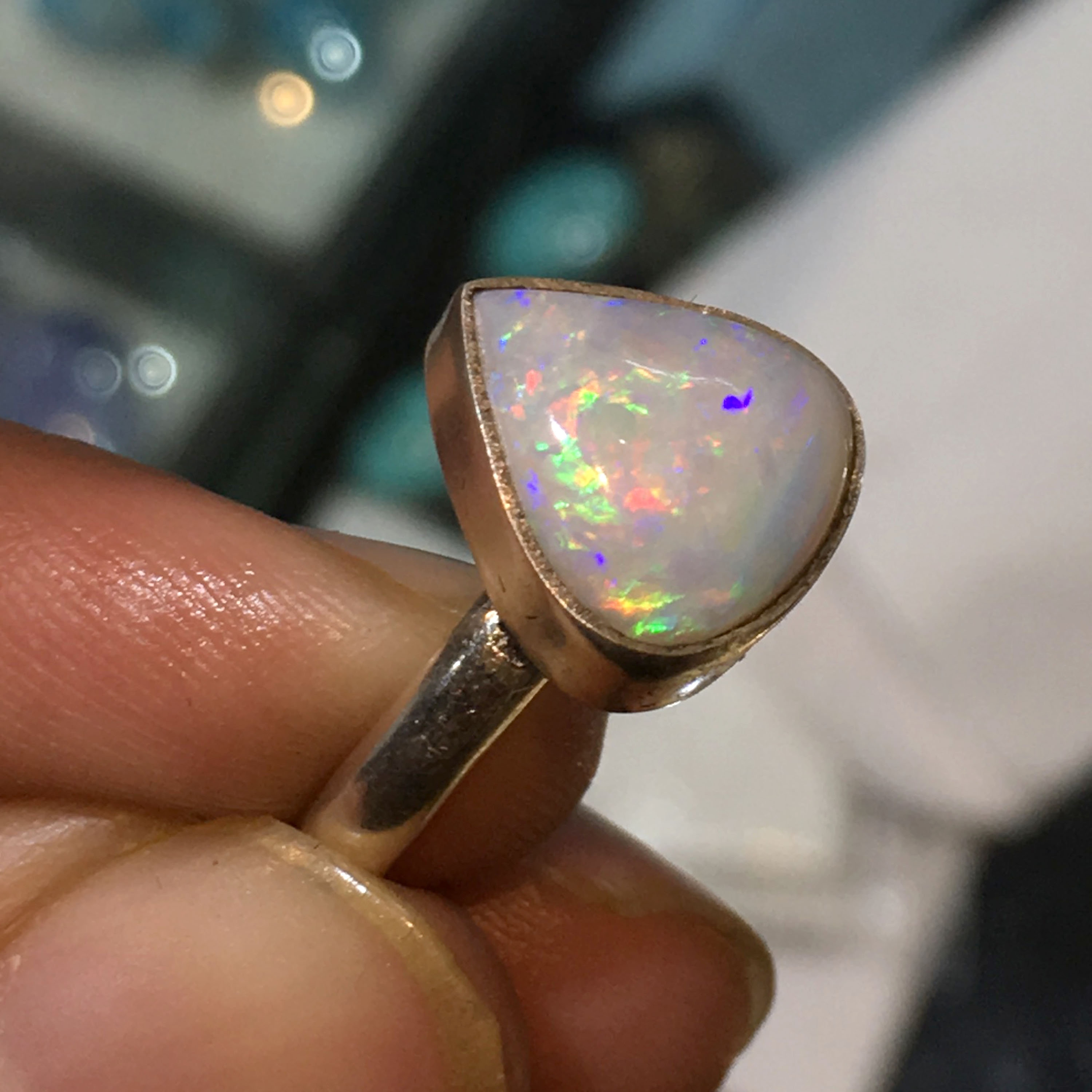 Top A Natural Australian Multi Fire Opal Stone Ring 925 Etsy