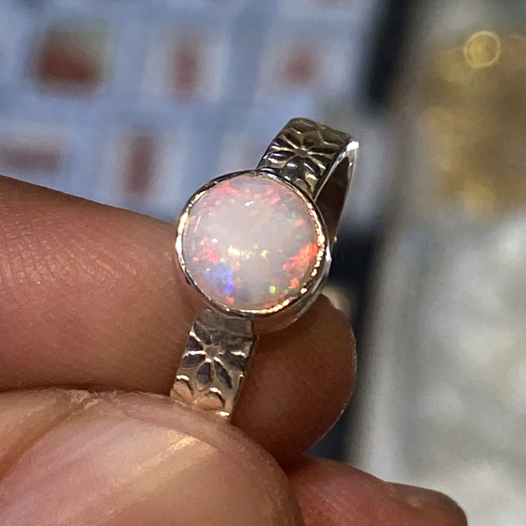 Natural Australian Opal Red Fire Stone Ring 925 Solid Sterling Etsy