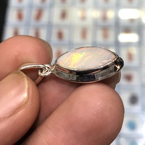 High Grade Natural Australian Opal Red Fire Gemstone 925 Solid Sterling Silver Pendant Gift Christmas day Sale Pendant