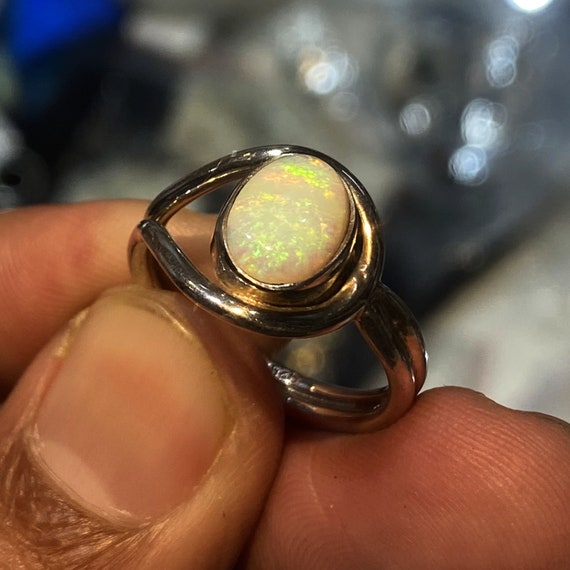 Australian Silver Natural Opal Ring