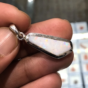 Natural Solid Australian Opal Multi Fire Gemstone Pendant 925 Solid Sterling Silver Pendant Opal Size 24x9mm Best Gift Sale Pendant