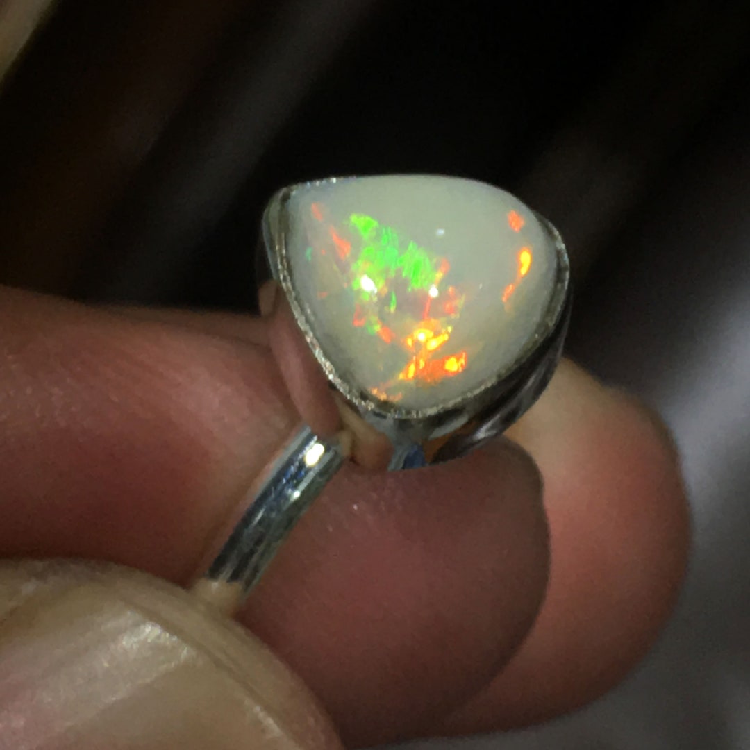 Natural Australian Opal Multi Fire Stone Ring 925 Solid Etsy