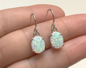 Orecchini A Bottone In Opale Bianco Etiope Naturale, Cabochon - Foto 8