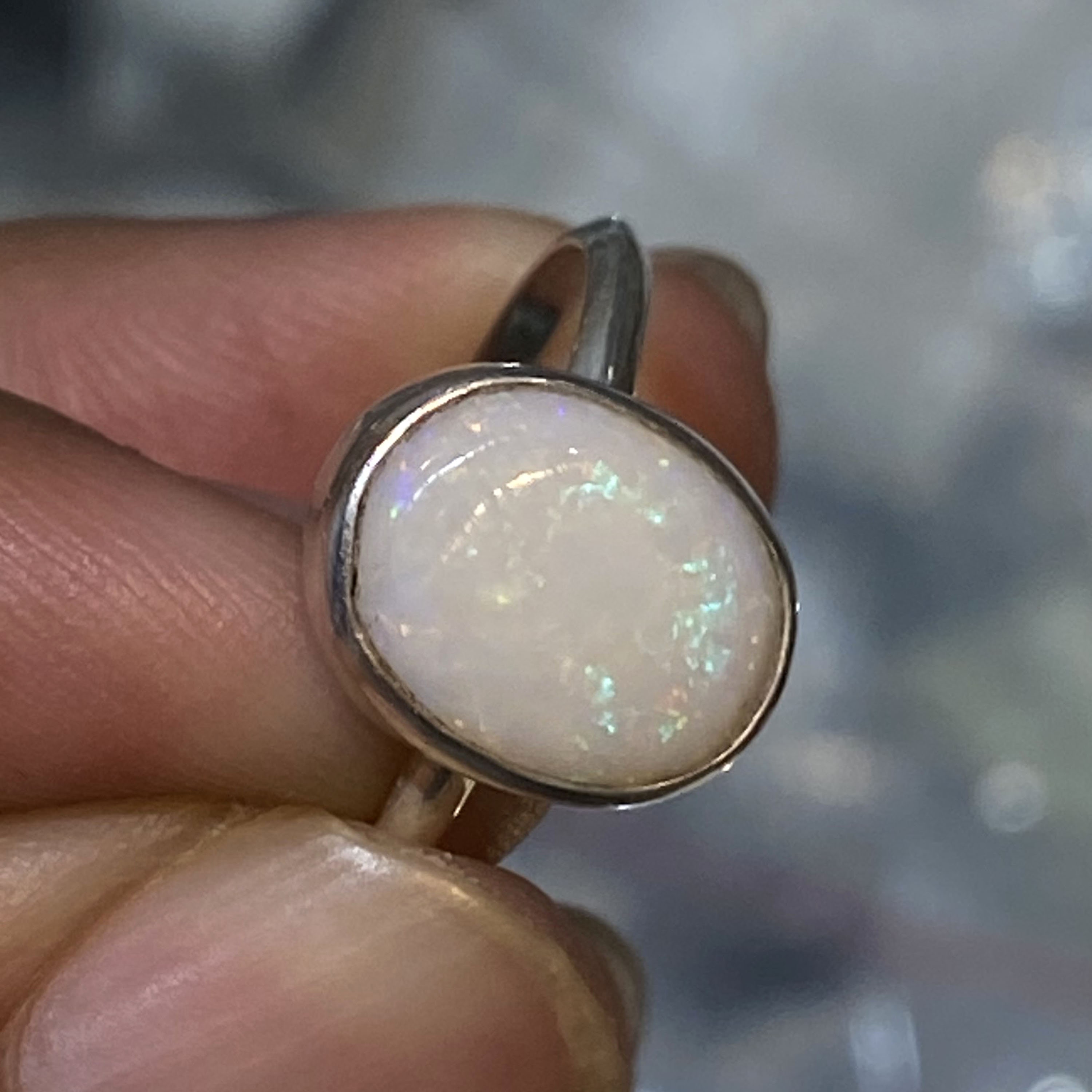 Natural Australian Opal Green Fire Stone Ring 925 Solid Sterling Silver Ring Handmade Opal Stone Size 11x9 mm Gift Christmas day Sale Ring