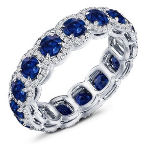 3.00 Carat Natural Sapphire & 1.50 Carat Diamond Band