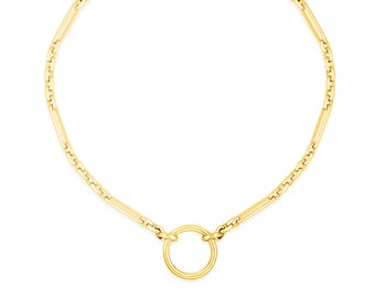 Yellow Gold Plated High Quality Sterling Silver 925 Open Circle Necklace