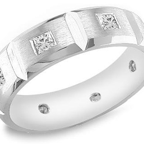 Mens Diamond Wedding Band 14K/18K White Gold Mens Wedding Etsy