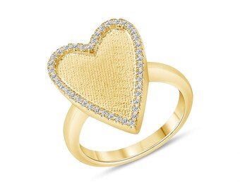 1/2 Carat Heart Signet Diamond Ring