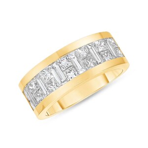 14k Solid Yellow Gold 2.92 ct. Baguette & Princess Men's Diamond Ring G VS2 | Earth Mined Diamonds | Men's Wedding Ring | Men's Diamond Band
