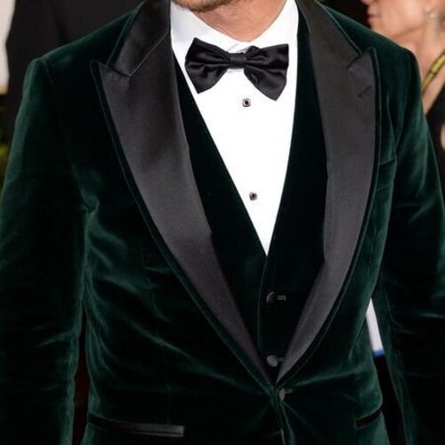 Men Tuxedo Jacket Slim Fit Single Button Green Velvet Party Etsy