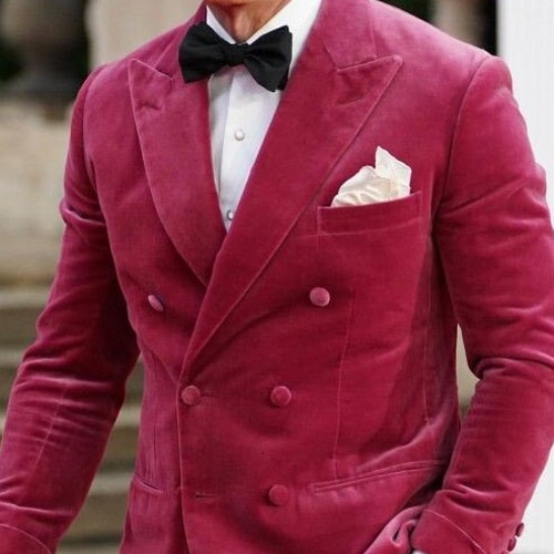 Men Pink Velvet Tuxedo Jacket Slim Fit Party Wear Wedding Etsy