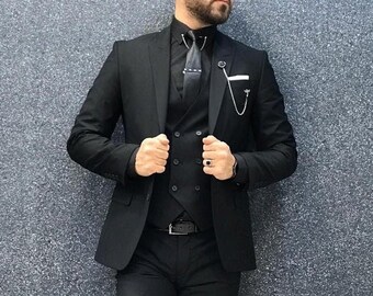 all black wedding suits