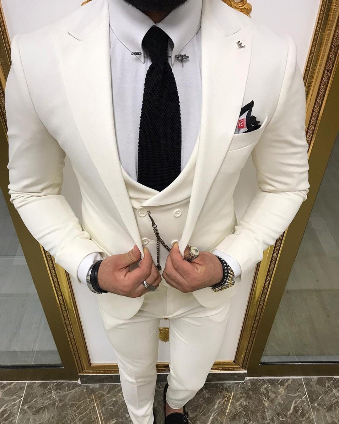 Men Suits Luxury White Wedding Suits Wedding Groom 3 Piece - Etsy