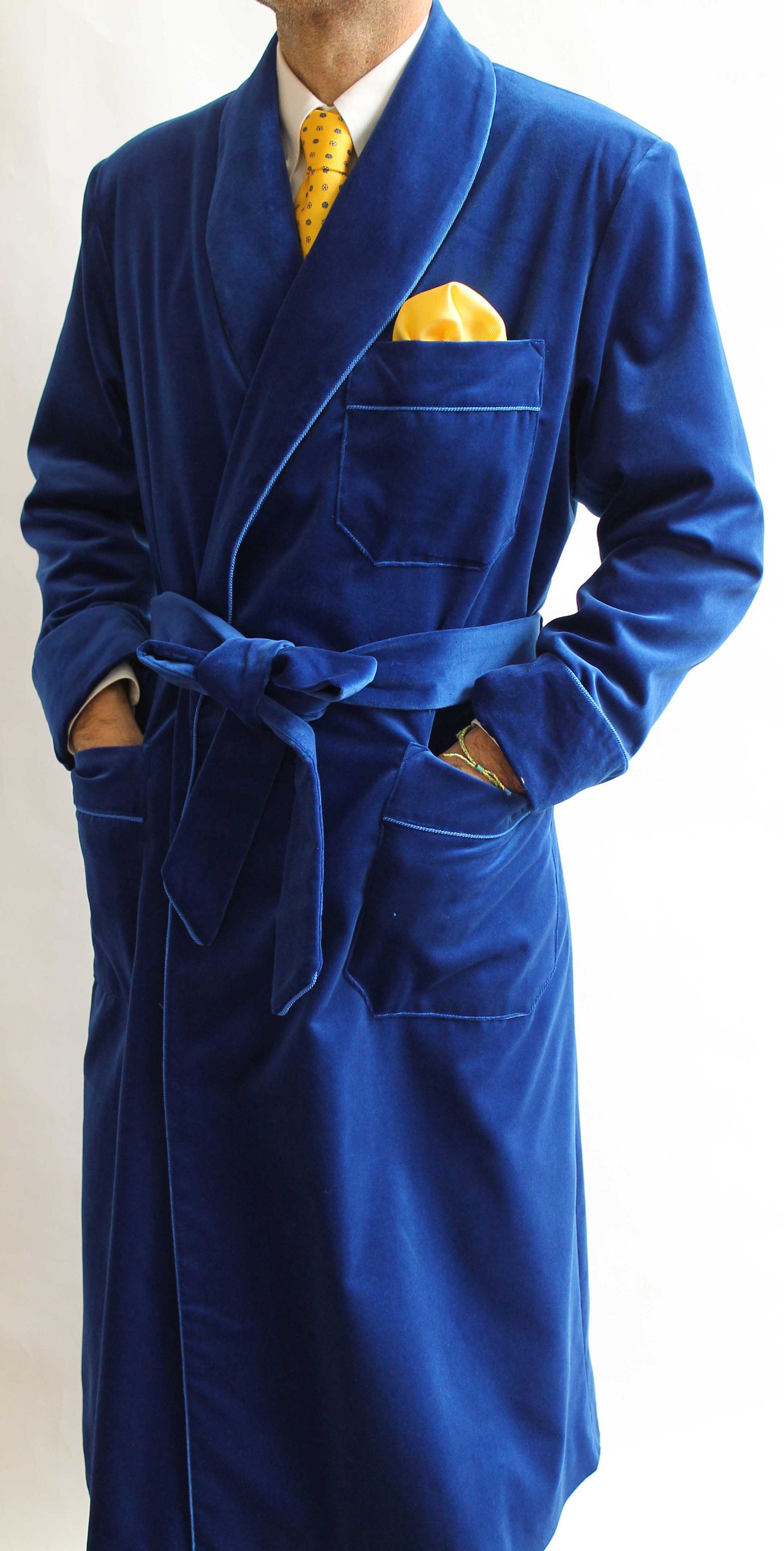 Men Long Smoking Jacket Quilted robe Velvet Smoking robe Etsy