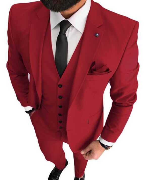 Suits for Men Red Suit Latest Designs Red 3 Piece Suit Men Etsy