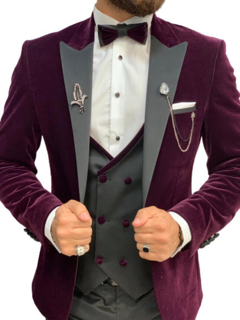 Halloween Men Purple Velvet Blazers Tuxedo Jackets Mens Grooms | Etsy