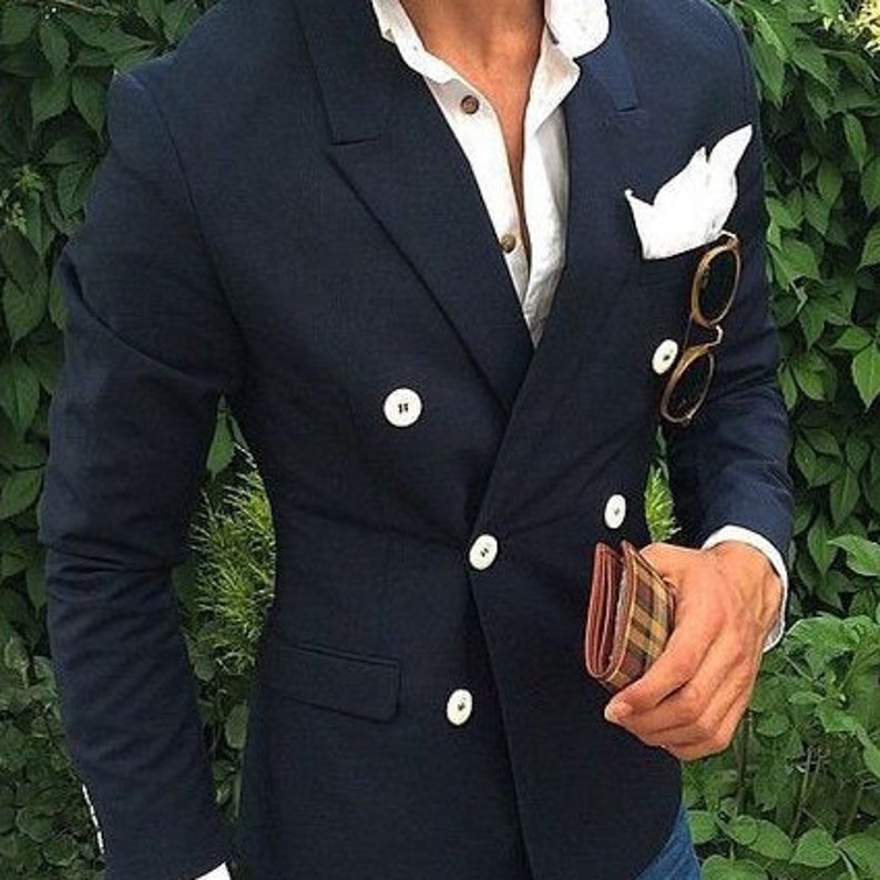 Men Jackets Blazers Navy Blue Double Breasted Coat Slim Fit Jacket Christmas Dinner Jackets Bespoke Jackets Men