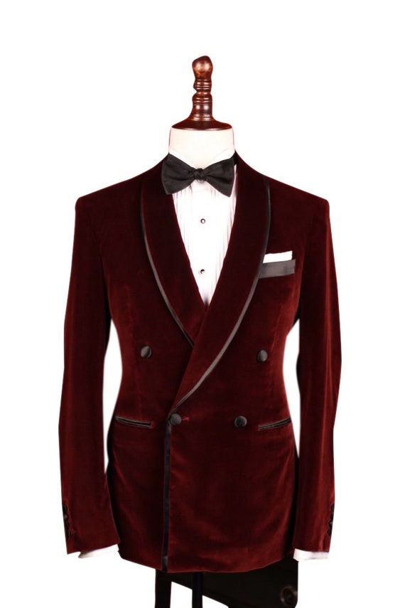 Men Blazers Burgundy Velvet Jackets Slim Fit Jackets Double | Etsy