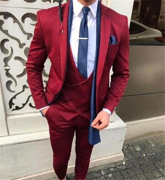 Men Suits Wedding 3 Piece Dinner Suits for Men Red Suit - Etsy
