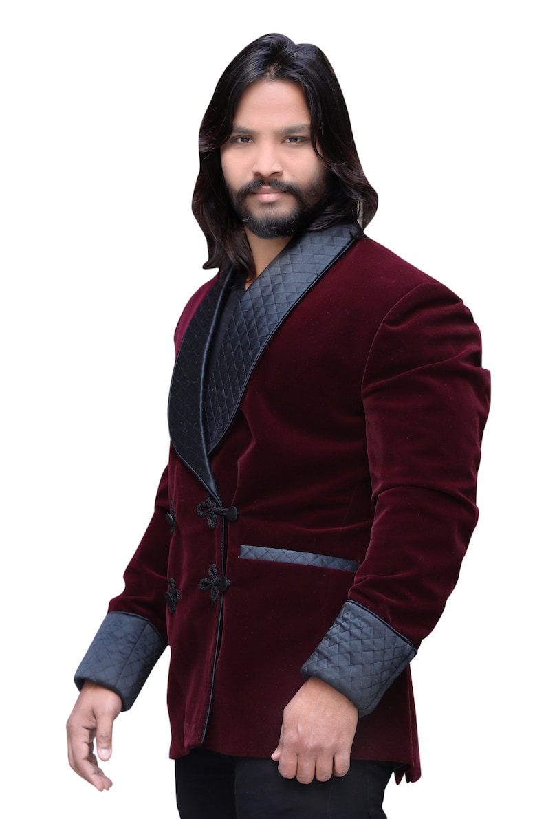 Smoking Jacket Men Burgundy Velvet Jacket Elegant Hosting | Etsy